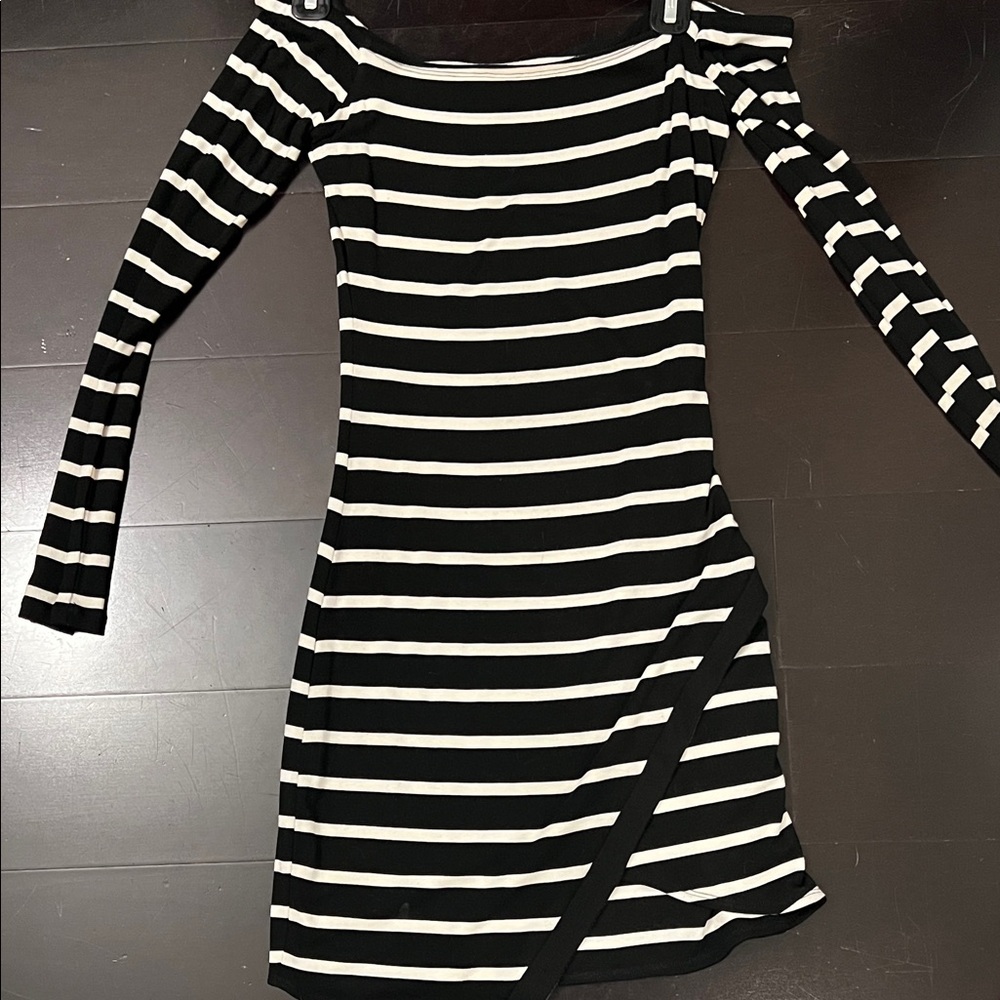 Lovers + Friends Black and White Striped Mini Dress